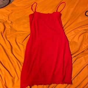 Red silk dress